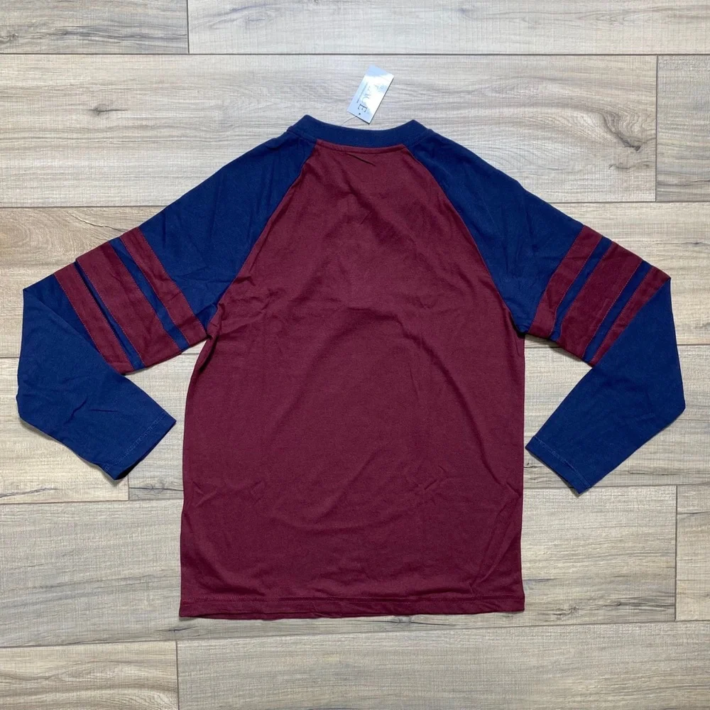 The Children's Place Boys Striped Arm Long Sleeve Henley Top Size Large Red Blue